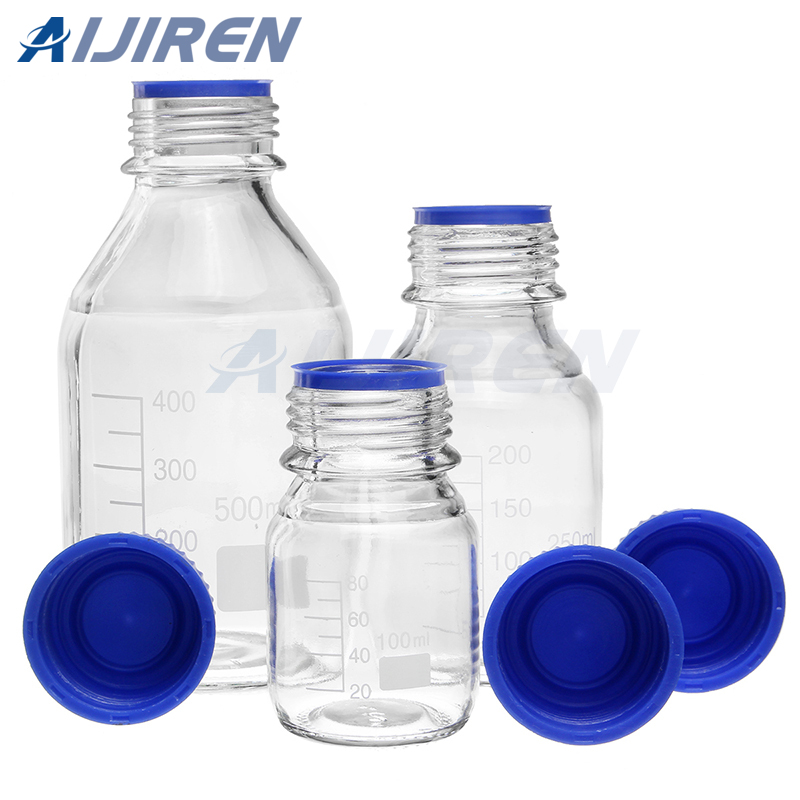 50 ml, 100 ml, 250 ml, 1000 ml, 2000 ml, klare Boro-3.3-Reagenzflasche mit gl45-blauen Kappen, Lieferant
