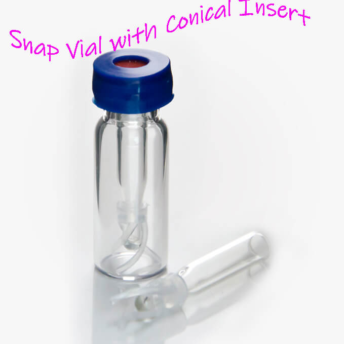 Snap vial with conical insert